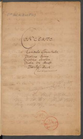 Konzerte; cemb, strings, bc; a-Moll; Wq 1; H 403; BWV Anh. III 189