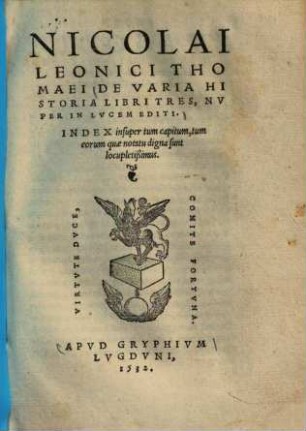 De varia historia libri tres : nuper in lucem editi ...
