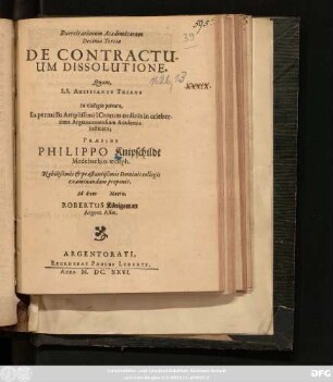 Exercitationum Academicarum Decima Tertia De Contractuum Dissolutione