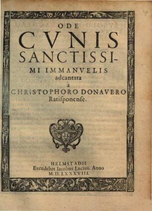 Ode Cvnis Sanctissimi Immanvelis adcantata
