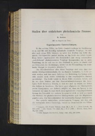 Studien über umkehrbare photochemische Prozesse