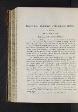 Studien über umkehrbare photochemische Prozesse
