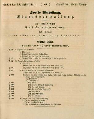 Zweite Abtheilung. Staatsverwaltung