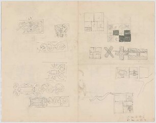 Thiersch, August ; München - Nymphenburg, Romanstr.; Wohnbebauung - Teilgrundrisse, Details