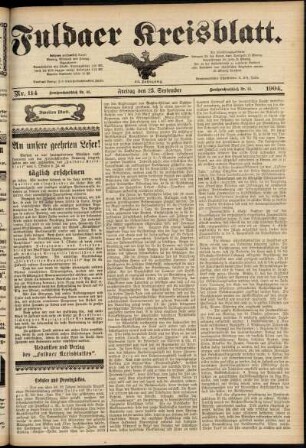 Zweite Ausgabe vom Freitag, den 23. September 1904.
