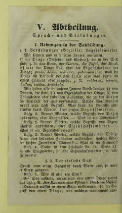 V. Abtheilung. Sprach- und Stilübungen