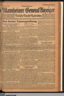 Mannheimer General-Anzeiger : badische neueste Nachrichten, Morgen-Ausgabe