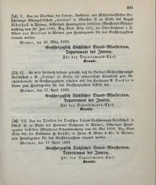 56. Ministerial-Bekanntmachung, betreffend Wechsel in der Hauptagentur der Deutschen Lebens-Versicherungs-Gesellschaft in Lübeck