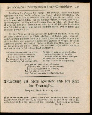 Betrachtung am achten Sonntage nach dem Feste der Dreieinigkeit