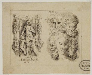 Venus und Amoretten sowie Kopfstudien (nach Parmigianino)