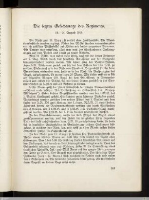 Die letzten Gefechtstage des Regiments