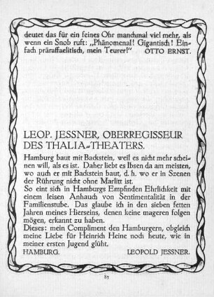 Leop. Jessner, Oberregisseur des Thalia-Theaters.