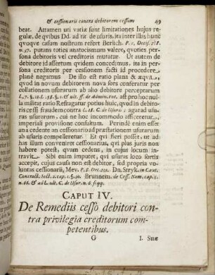 Caput IV. De Remediis cesso debitori contra privilegia creditorum competentibus