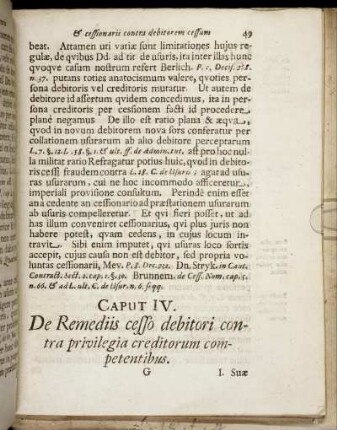 Caput IV. De Remediis cesso debitori contra privilegia creditorum competentibus
