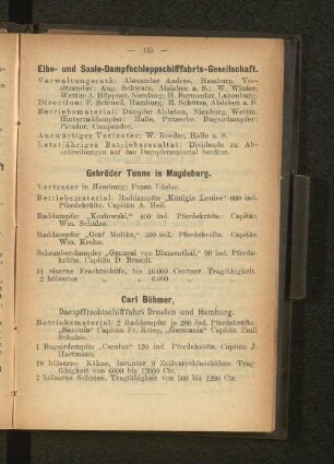 Carl Böhmer, Dampffrachtschifffahrt Dresden und Hamburg.