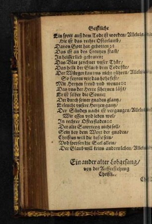 Ein ander alter Lobgesang/ von der Aufferstehung Christi..