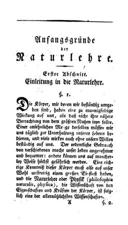 Erster Abschnitt: Einleitung in die Naturlehre