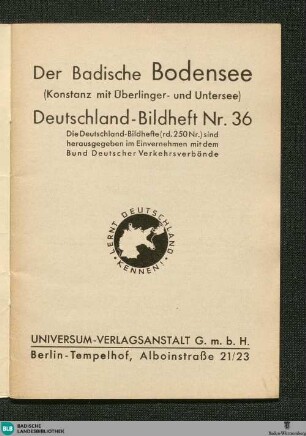 Der badische Bodensee : (Konstanz mit Überlinger- und Untersee)
