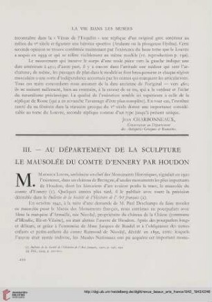 Au département de la sculpture : le mausolée du comte d'Ennery par Houdon