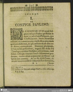 I. De Coniuge Paulino
