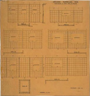 Fischer, Theodor; München, Ausstellungspark Theresienhöhe; Ausstellungsgestaltung Raum Prof. Fischer - Modellsockel im Raum (Grundrisse)