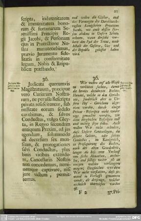 36. Iudicata Magistratuum & salvi Conductus