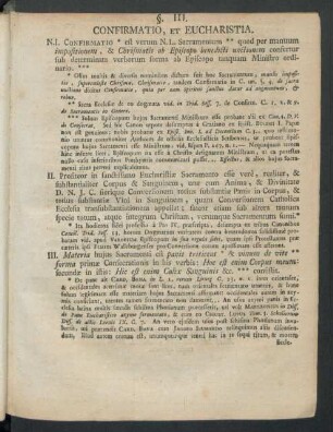 §. III. Confirmatio, Et Eucharistia