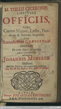 M. Tullii Ciceronis Libri Tres De Officiis