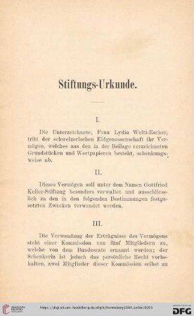 Stiftungs-Urkunde