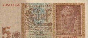 Zahlungsmittel / Reichsbanknote / Fünf Reichsmark