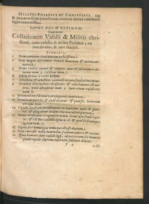 Caput XXI. & Ultimum. Continens Collationem Vasalli & Militis christiani ...
