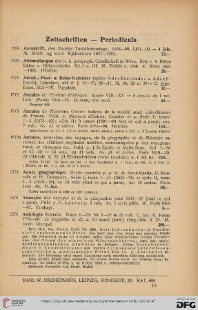 Zeitschriften - Periodicals (Nr. 1569 - 1632)
