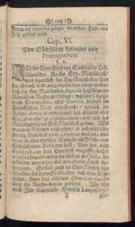 Cap. VI. Von Sächsischen Hoheiten und Praerogativen.