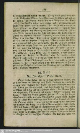 12. Juli. Der Flötenspieler Quanz stirbt