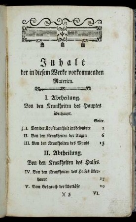 Inhalt der in diesem Werke vorkommenden Materien.