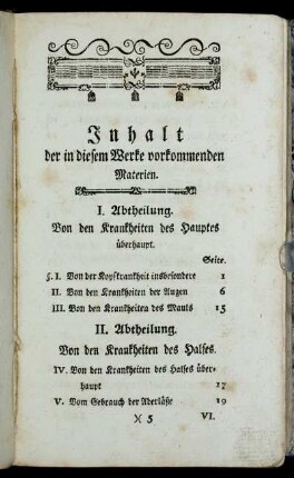 Inhalt der in diesem Werke vorkommenden Materien.