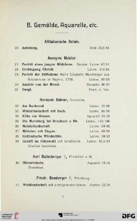 Gemälde, Aquarelle (Nr. 26-150)