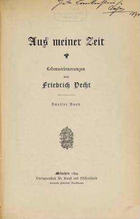 Aus meiner Zeit : Lebenserinnerungen, 2