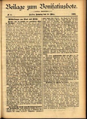 Zweite Ausgabe vom Sonntag, den 18. März 1900.