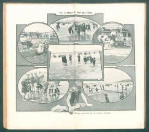 En la playa de Mar del Plata - [Ilustración] : Diversos momentos de una mañana hermosa