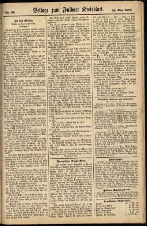 Zweite Ausgabe vom Mittwoch, den 14. Mai 1879.