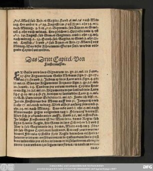 Das Dritt Capitel/ Von Finsternussen.