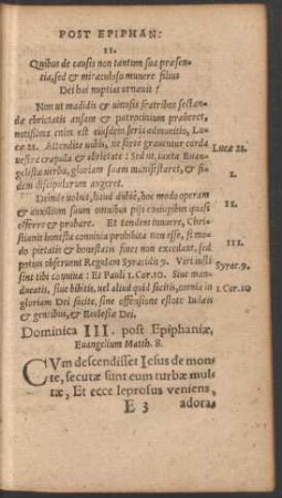 Dominica III. Post Epiphaniae ...