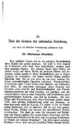 Über die Grenzen der nationalen Erziehung : aus einer bei festlicher Veranlassung gehaltenen Rede