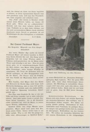 1: Bei Conrad Ferdinand Meyer : ein Gespräch