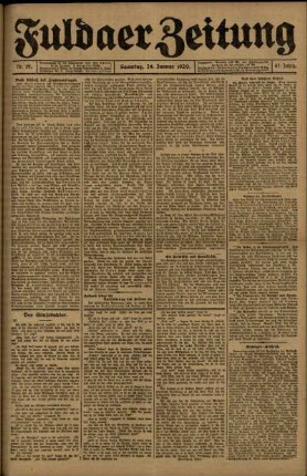 Erste Ausgabe vom Samstag, den 24. Januar 1920.