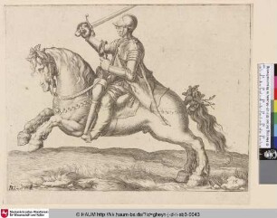 [Ein Kavallerist mit erhobenem Schwert, nach links reitend; A Cavalryman Raising His Sword, Riding to the Left]