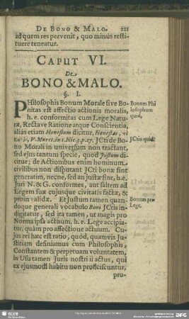 Caput VI. De Bono & Malo