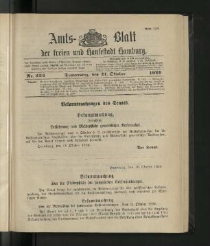 No. 222, 21. Oktober 1920