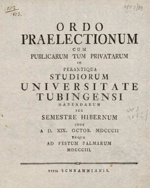 Vorlesungsverzeichnis 1802/03